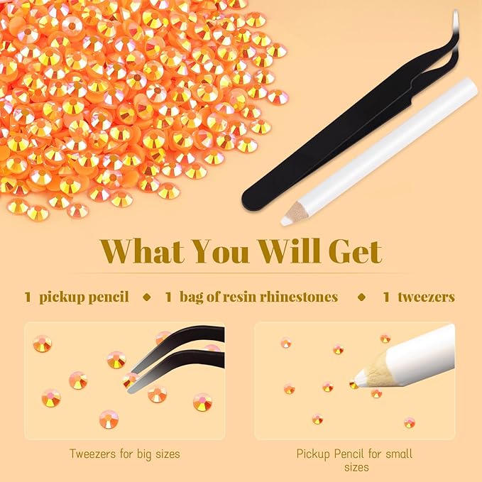 6000PCS 4mm Resin Jelly Rhinestones in Bulk (Orange AB), Bedazzling Flatback Crystals Rhinestones for Crafting DIY Nail Decoration, Gems Diomand Charms for Tumbler Shoes Clothing Fabric