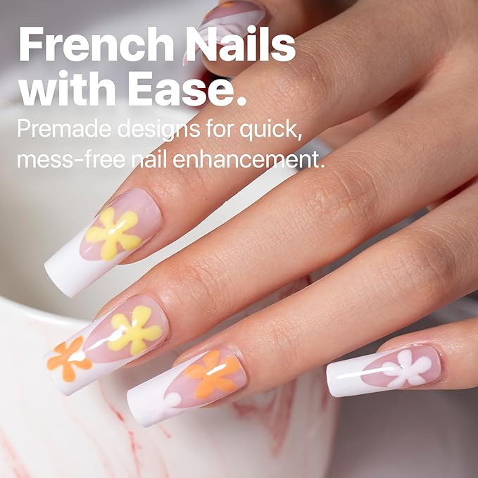 SXC Cosmetics French Tip Press On Nails Pink Series, Medium Square X-Pro Tips Starter Kit