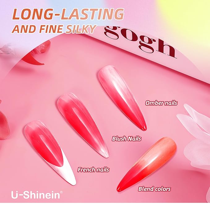 Cushion Gradient Painting Gel, Ombre Nails Aura Nails Full Coverage Precise Control of Each Dip Matte Effect Non-Wip Long Lasting French Manicure Soak Off UV LED DIY Nail Art (04)