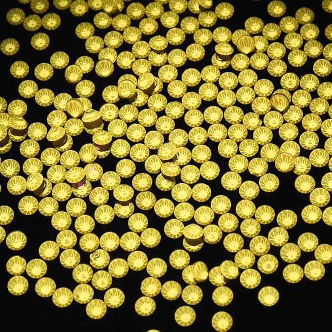 Blinginbox Flatback Rhinestones Round Gems, 1440pcs Luminous Series Glass Stones Neon Gems Non Hotfix Crystal Rhinestones for Nail Charms Crafts Clothes Tumblers,Brass Neon,SS10.