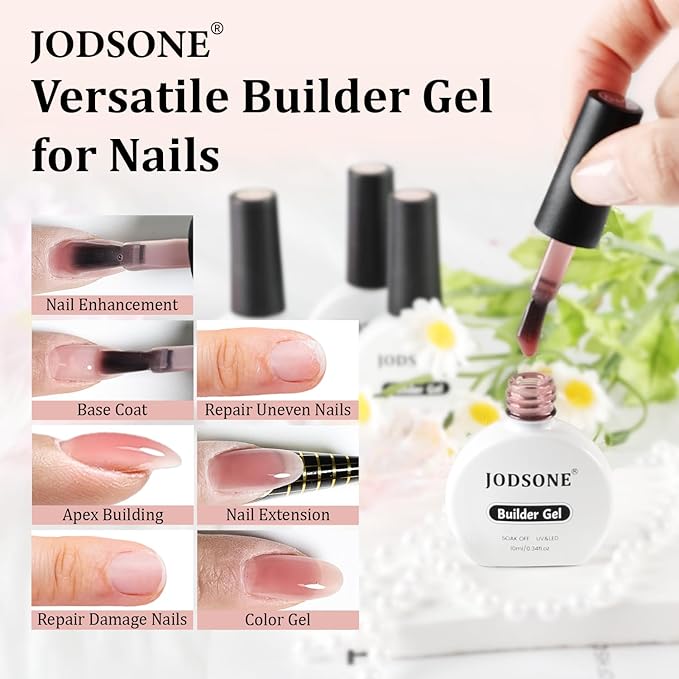JODSONE Builder Gel for Nails,4Pcs Builder Gel Set 10ml Jelly Brown,Nail Extension & Strengthening,Fall Collection Long Lasting UV Light Cure