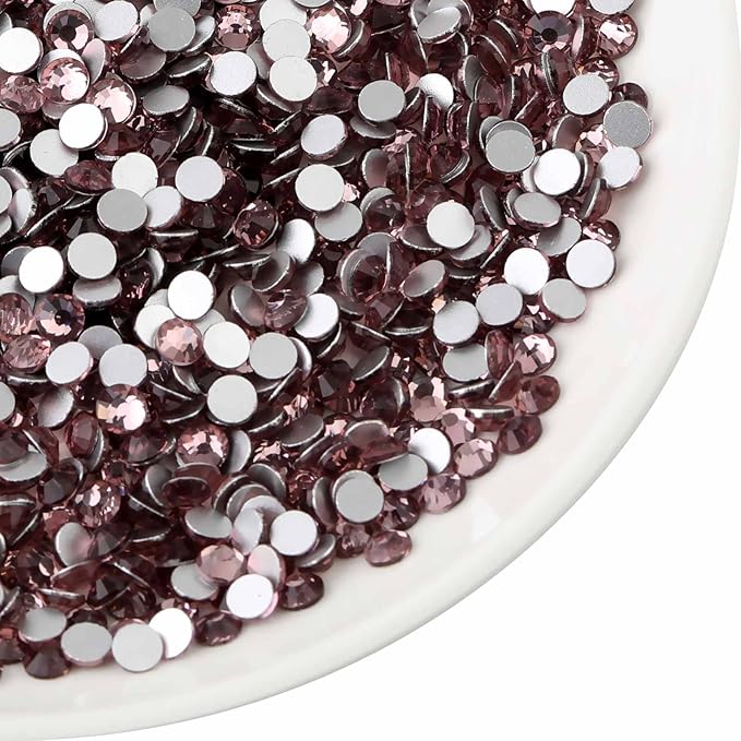 Beadsland Flat Back Crystal Rhinestones Round Gems for Nail Art and Craft Glue Fix, Light Purple, 8.3-8.6mm, SS40/144pcs
