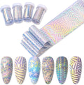 SILPECWEE 2 Boxes Aurora Nail Foil Sheets Laser Nail Transfer Foil for Long Acrylic Nails Starry Sky Holographic Nail Art Foil Iridescent Nail Stickers Design for DIY Nails Decoration