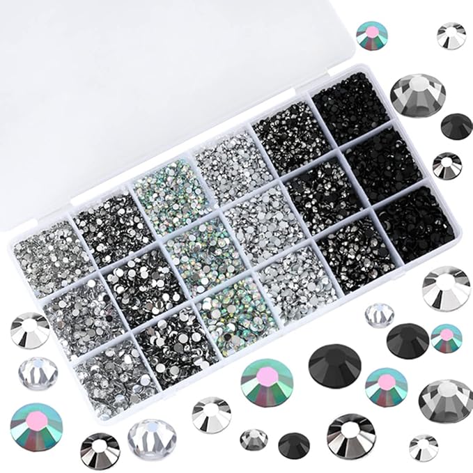 22380pcs Resin Rhinestones Set 3/4/6mm Flatback Stones Glitter Crystal Bulk for Garment Nail Art Decorations Resin Flatback Rhinestones Kit for Nail Crafts Tumbler Round Shape(LL)