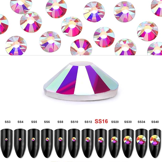 Dowarm 1440 Pieces SS16 Flatback Rhinestones, 4MM Flatback Crystal AB Rhinestones for Craft Nails Dance Costumes, Non Hotfix Rhinestones