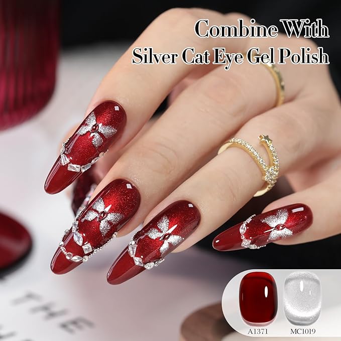 Double Rhythm 0.5Oz Jelly Gel Polish Translucent Sheer Neutral Natural Light Milky Same Color Same Bottle 15ML Burgundy Gel DIY at Home (Blood Red-A1371)