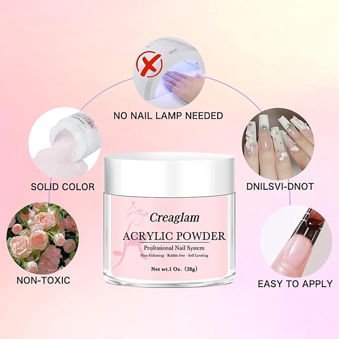 Acrylic Powder Large Capacity: 3Pcs 1 Oz. Festival Bloom Pink Marshmallow Super Nail Polymer for 3D Art Carving French Extension - 28g White Professional Acrylic Powder No Need Lamp