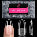 Medium Oval Fake Nail Tips - 15 Sizes 240 PCS Clear Half Matte Press On False Nail Tips Pre-shaped Soft Full Cover Gel Nail Tips Extensions Thick Long Lasting for DIY Beginners& Salon Manicure