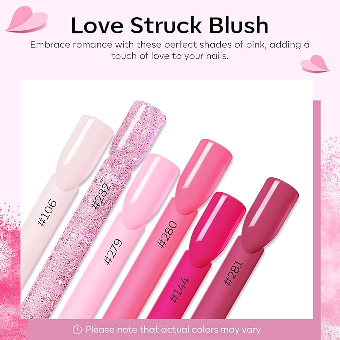 Modelones Pink Acrylic Powder 6 Colors Acrylic Nail Powder Kit Neon Glitter Summer Acrylic Nail Powder Valentines Day Gifts Acrylic Cover Powder for Nail Art Extension No Nail Lamp Needed
