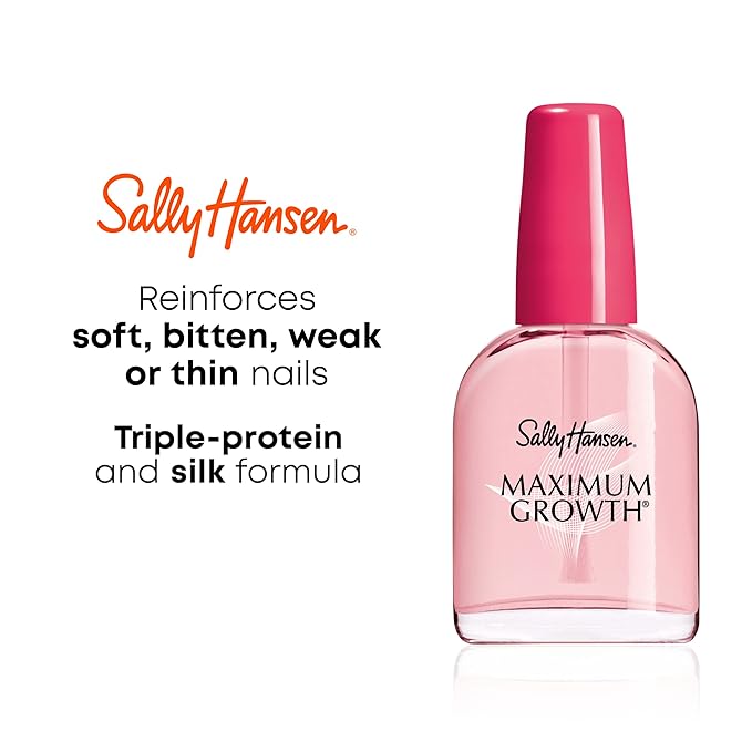 Sally Hansen Nail Treatment Maximum Growth® Nail Strengthener | Base Coat & Nail Protectant | Triple Protein & Silk Formula for Strong, Healthy Nails
