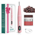 Salon-Grade Electric Nail Drill – Professional Cordless Nail File with LED Display, 6 Specialized Bits & 26 Accessories for Gel/Acrylic Nails & Thick Toenails (Light Pink)