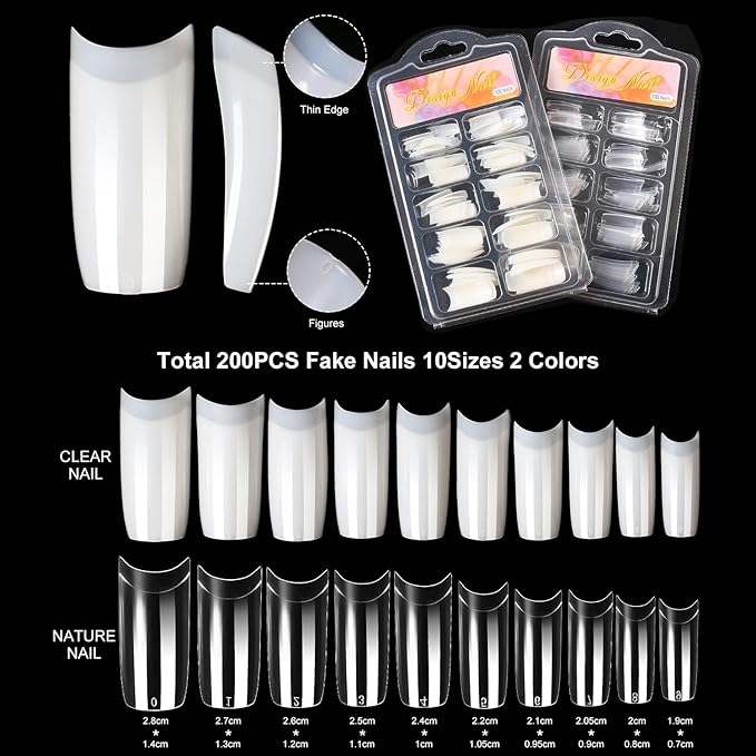 Acrylic Nail Kit -Clear White Pink Acrylic Powder with Nail files Brushes Nail Tips Nail Supplies Starter for Women Home & Salon