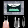 Medium Coffin Nail Tips, 216pcs Acrylic Ballerina Soft Fake Nails Gel Nail Tips, Full Cover Pre-Shaped Matte Clear Press on Nails for Extension, Diy at Home Manicure 12 Sizes