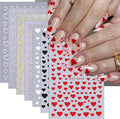 7 Sheets Valentines Day Nail Stickers for Nail Art 3D Self-Adhesive White Black Red Heart Nail Art Stickers Hollow Heart Love Design Nail Art Supplies Cute Nail Decals for Women Acrylic Decorations