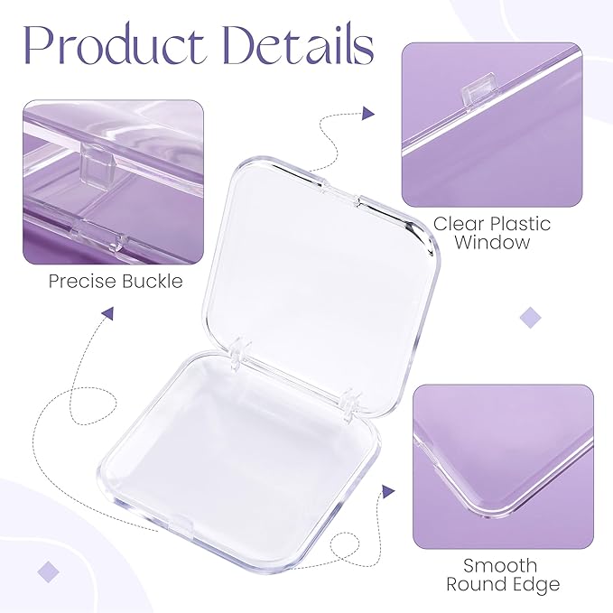 ISKYBOB 12 Packs Press On Nails Storage Boxes, Fake Nails Packing Cases with Tape Clear Nail Display Box for Home DIY, Nail Salon (3.3 x 3.3in)