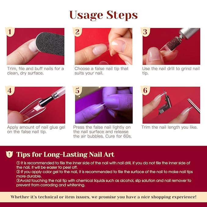 ROSALIND Half Matte Medium Coffin Fake Nail Tips, 264PCS Press on Nails Coffin Full Cover Medium False Nail Tips DIY Manicure Salon Artificial Extension Nails(One-Sided No File)