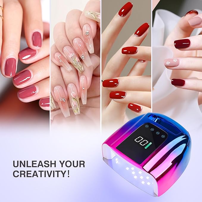 96W Rechargeable UV LED Nail Lamp UV Light for Gel Nails Cordless Gel Nail Lamp Nail Dryer with 42 Beads Smart Sensor & Metal Base