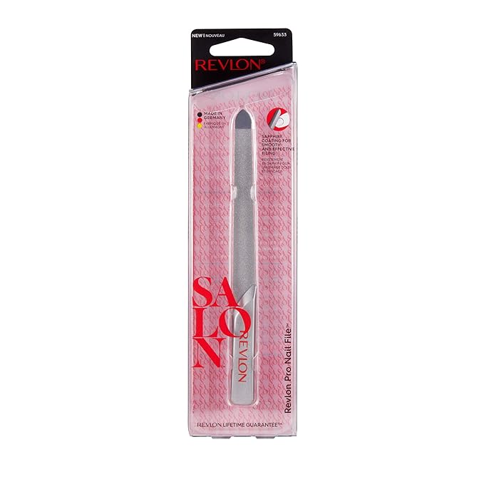 Revlon Nail File, Salon Professional Nail Care Tool for Acrylic & Natural Nails, Easy Grip, Corrosion Resistant Saphire Coated Nail Filer (Pack of 1)