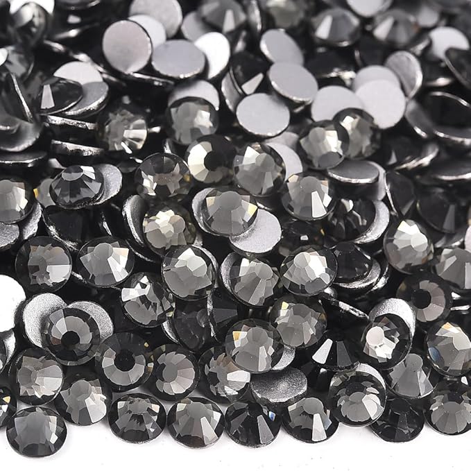 Blinginbox 288 Pieces SS30/6.4-6.6mm Flat Back Crystal Rhinestones Round Gems for Nail Art,Black Diamond