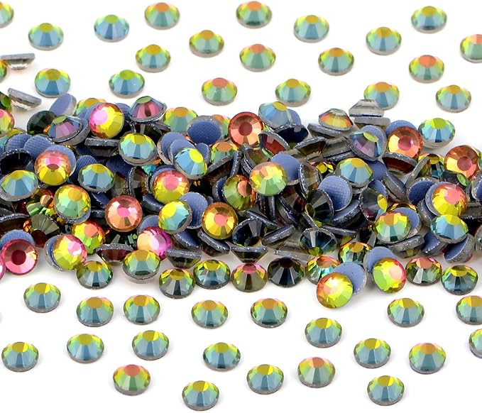 NCB 2880pcs Iron on Crystal Rhinestones Round Gems for Crafts Decoration DIY Jewelry Making (Vitrail Medium, SS16 3.8mm)