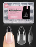 Beetles Gel Nail Tips Medium Almond Etch X, 12 Sizes 288 PCS Half Matte Full Cover Press on False Nail Tips Clear Acrylic Nails Extension Glue on Nails DIY Gift for Women