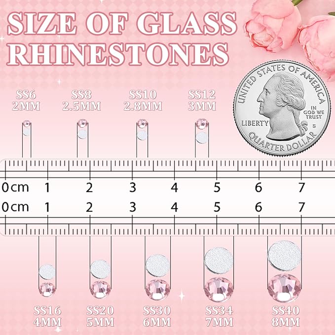2000PCS SS12/3mm Crystal Rhinestones (Light Pink) with 2Pcs 10ml B7000 Jewelry Glue, Bedazzling Flatback Glass Rhinestones for Crafting, Gems Diomand Charms for Tumbler Shoes Clothing Mugs Nail Art