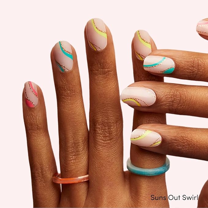Dashing Diva Glaze Nail Strip Duo - Berry Bright Collection - Sonic & Suns Out Swirl - Long Lasting, Chip Resistant, Semi-Cured Gel Nail Strips - Contains 2 Colors
