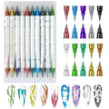 10 Colors Double Ended Metallic Nail Art Marker Pens, 3D Metallic Nail Graffiti Dotting Drawing Point Pen Sets Nail Art Painted Pen Nail Design Kit for Nail Design Nail DIY Decoration