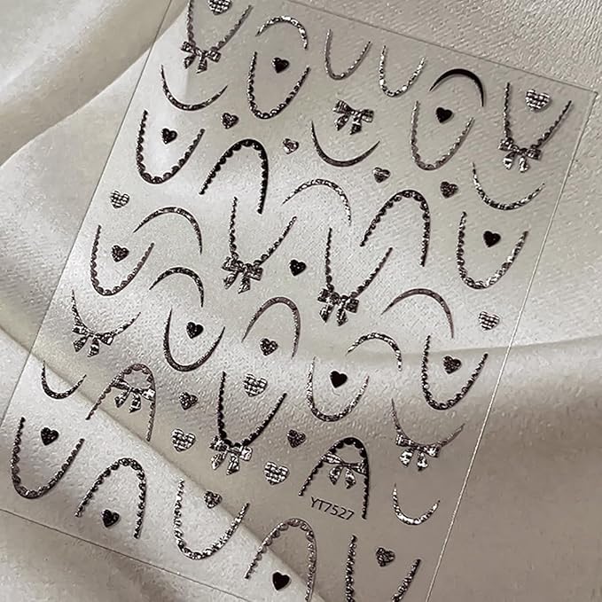 5D Embossed French Tip Nail Stickers for Nails Self-Adhesive Art Valentines Day Nail Art Stickers Cute Nail Decals with Black Red French Line Bow Heart Designs Manicure Decorations for Women 2 Sheets