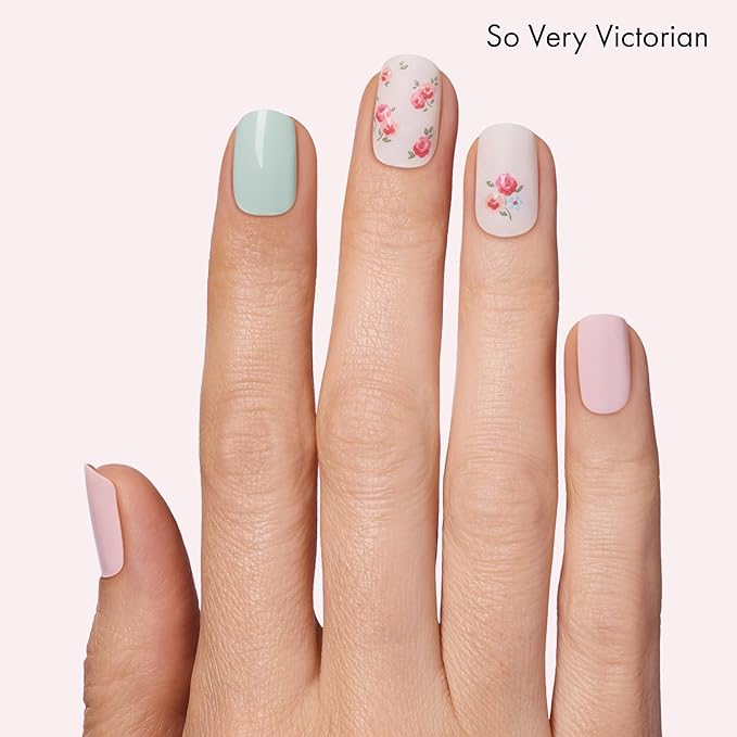 Dashing Diva Gloss Nail Strips Bundle - The Vintage Florals Collection - So Very Victorian & Heavens Gate - UV Free, Chip Resistant, Long Lasting Gel Stickers - Contains 2 Sets