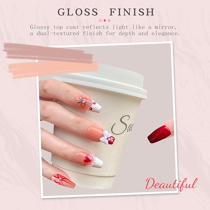 Luxury Handmade Press On Nails - Coffin Shaped Fake Nails with 3D Bows & Cherry Pearls, French Red Reusable False Nails, Salon-Grade Multi-Layer Gel Acrylic Nail Art（S-10PCS)