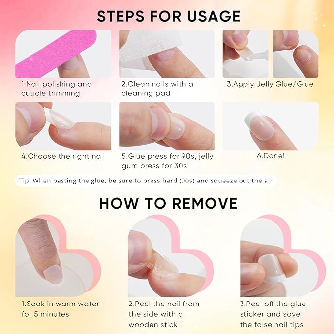 Press on Nails Short, Jofay Fashion Fake Nails, Two-color Ombre Cat Eye Press on Nails, Summer Acrylic False Nails, Reusable Stick on Nails for Women Girls, Glue on Nails Kit 32 Pcs, Sunny Beach