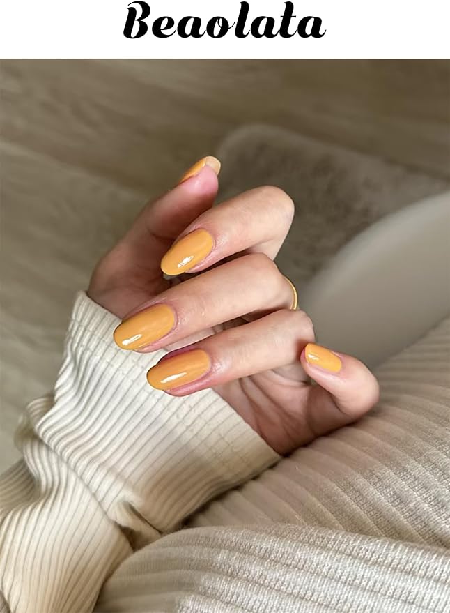 Semi Cured Gel Nail Strips - UV Light Gel Nail Stickers - 20 Long Lasting Salon Quality Wraps (Tropical Melon Orange)