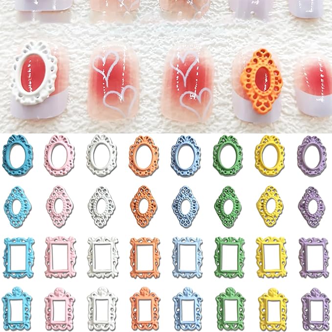 Macaron Frame Nail Charm,3D Retro Nail Charms Vintage Metal Nail Charms Accessories Punk Nail Art Supplies for Manicure Nail Art Craft DIY Nail Decorations
