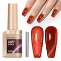 Red Cat Eye Gel Polish, Cateye Magnetic Nail Polish Glitter Holographic UV Gel Sparkle Crystal Jelly Color Bright Red for Nail Salon DIY at Home