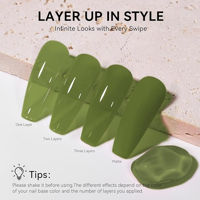 MEGIOR Jelly Green Gel Nail Polish 0.5 Fl Oz Green Transparent Colors Soak Off UV LED Lamp Light Cure Gel Polish Kit for Salon and Nail Art Starter Manicure DIY at Home