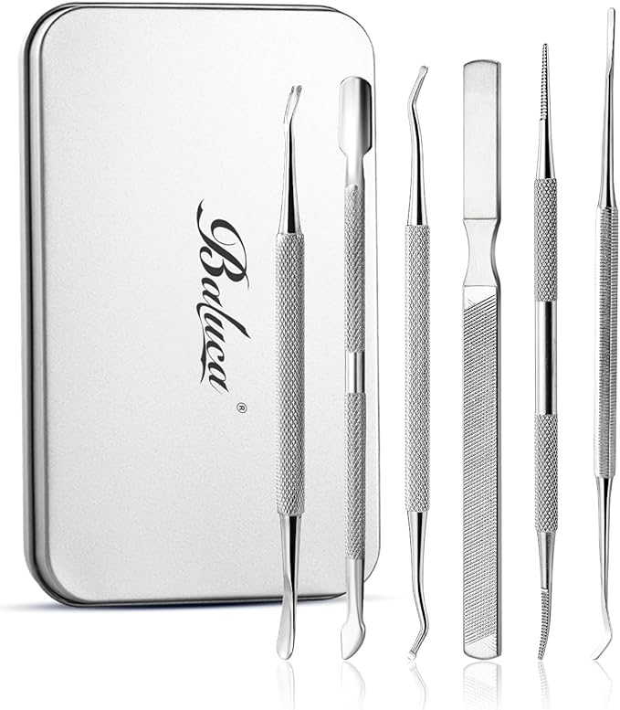 BALUCA 7-Piece Ingrown Toenail Removal Kit – Professional Stainless Steel Toenail Cleaner Tool & Ingrown Toenail File for Pain-Free at-Home Pedicure & Nail Correction