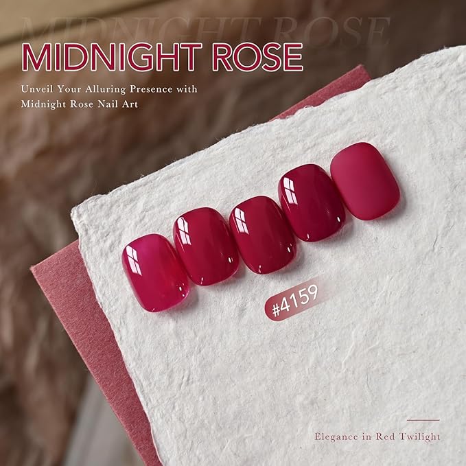 GAOY Red Gel Nail Polish, 16ml Soak Off Gel Polish, UV Light Cure for Nail Art DIY Manicure at Home, 4159 Midnight Rose