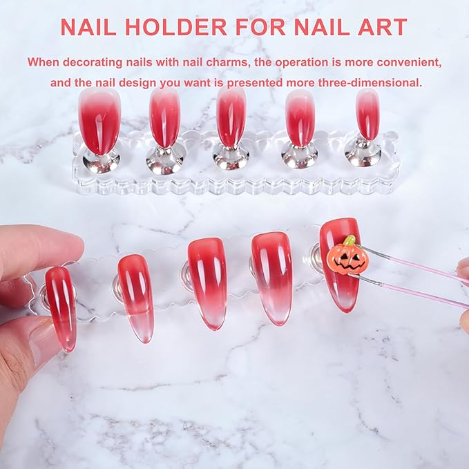 Magnetic Nail Display Stand - Acrylic Nail Holder for Painting, Press On Nail Stand with Strong Magnets, Nail Art Practice Hand Stand