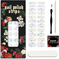 Nail Polish Strips (No UV Lamp Needed) - 22 Pcs Salon Quality Gel Nail Stickers - Long Lasting Wraps (Sheer Daisy White)