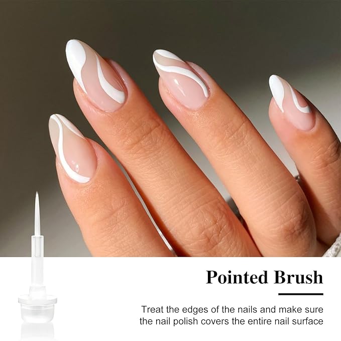 Replacement Nail Polish Brush Kit,Dual-Ended Professional Nail Art Brush for Dip Powder Base Coat,Nail Polish Acrylic Brush with 1Pcs Flat Brush & 1Pcs Pointed Brush and 1Pcs Liner Brush
