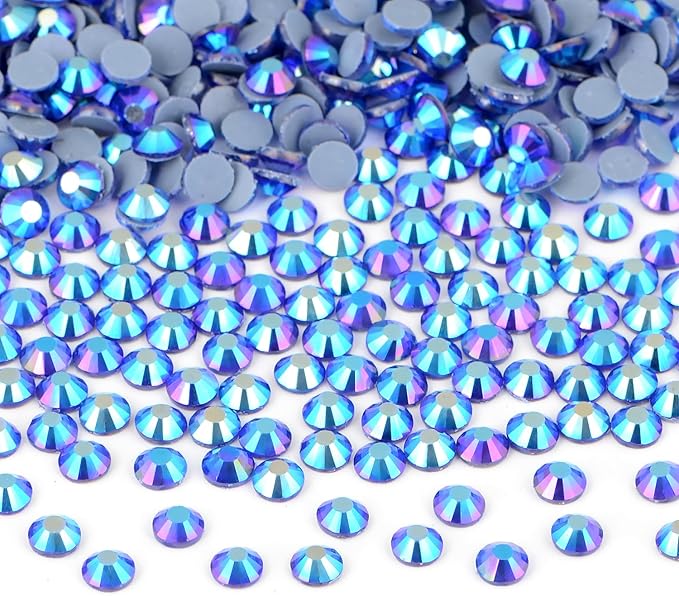 Bymitel Hotfix Crystal Rhinestones Round Gems Iron on DIY Jewelry Making Flat Back for Crafts,Sapphire AB, 3mm(SS12/2880pcs)