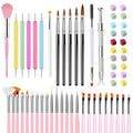 39PCS Nail Art Brushes, Nail Art Tool Set, Including Nail Brushes, Striping Nail Art Liner Brushes, Nail Dotting Pens, Nail Sponge Grabber Pen & Nail Sponge for Nail Art Design