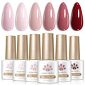 BORN PRETTY Nude Gel Nail Polish,Nude Pink Red Skin Tone Natural Colors Gel Polish Kit for Salon Manicure and Nail Art DIY at Home Valentine's Day Gift