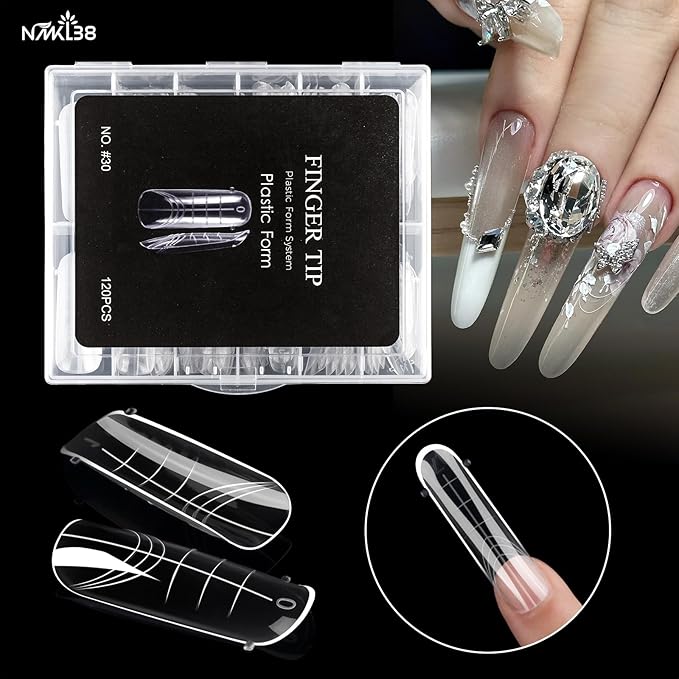 NMKL38 120PCS Dual Nail Forms 12 Sizes Full Cover Nail Molds With Scale Nail Art Design for Salon DIY at Home
