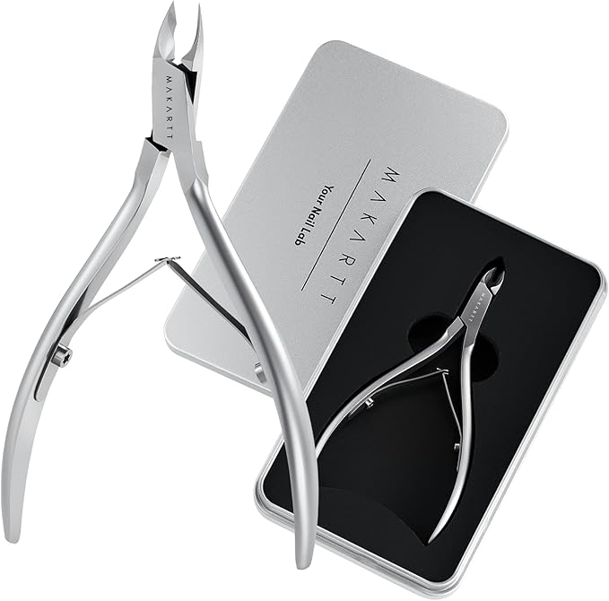 Makartt Professional Cuticle Nipper: 1/2 Jaw Precision Cuticle Trimmer for Beginners & Nail Technicians, 5mm Short Blade, Rust-Resistant Stainless Steel, Salon & Detailed Nail Art Use (Pearl Chrome)
