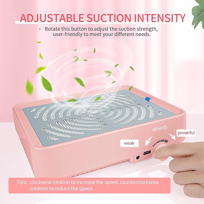SAVILAND Nail Dust Collector:2026 Powerful Dust Collector Nail Tech 40W Dust Collector Professional Nails Dust Collector Quiet Vacuum Fan Dust Extractor with Reusable Filter for Beginners Home & Salon
