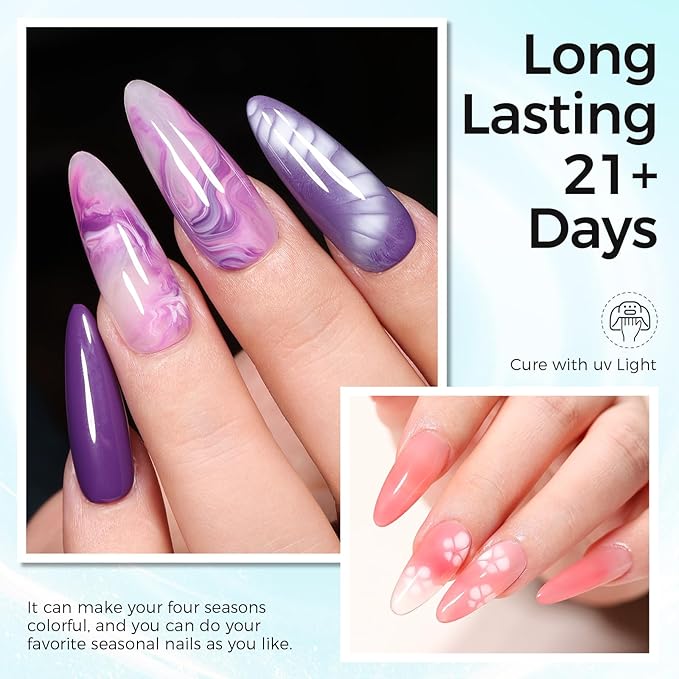 Blooming Gel Nail Kit, 2PCS 18ML No Wipe Top Coat Spreading Gel for Easy Marble Watercolor and Print Nail Painting Effect, Long-Lasting UV/LED, DIY Manicure Gifts for Women Girls