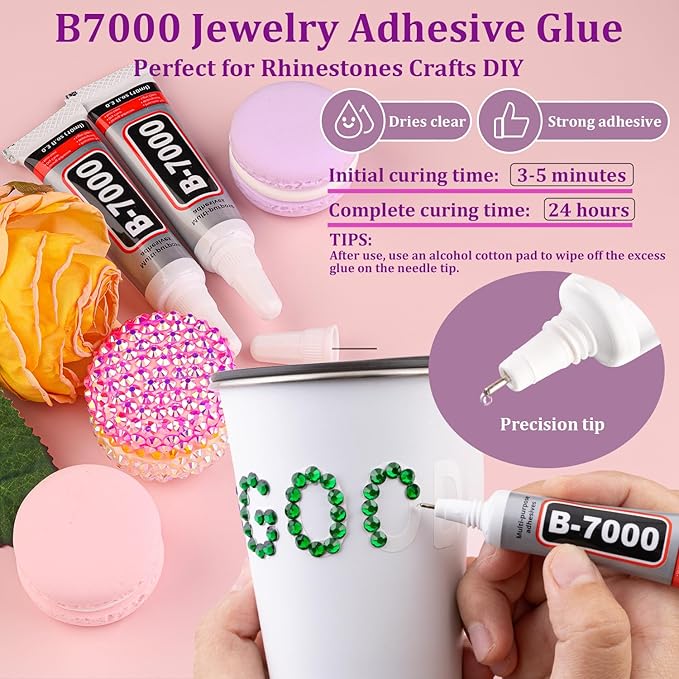 30000Pcs Resin Rhinestones with Tweezers for Crafting, Emerald Green Flatback Gems, Bedazzling Crystal with 3Pcs 10ml B7000 Jewelry Glue for DIY Crafts Clothing Tumblers Shoes Fabric Nail Art