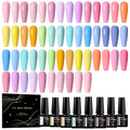 MEET ACROSS 30Pcs Nude Gel Polish Set Pink Sky Blue Gel Nail Polish Dreamy Town Series Macaroon Nail Manicure Kit Gift for Women 26 Colors